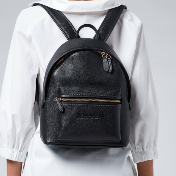 Coach Black Leather Backpack - Picture 1 of 13